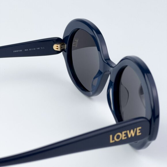 Loewe LW40135I SLIM 90A BRAND NEW Sunglasses Shiny Blue Smoke Round Women - Picture 8 of 9